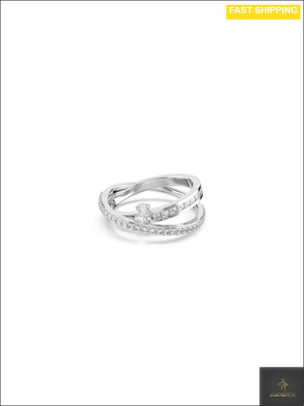 Swarovski Hyperbola Ring Mixed Cuts Rhodium Plated Crystal Statement Ring